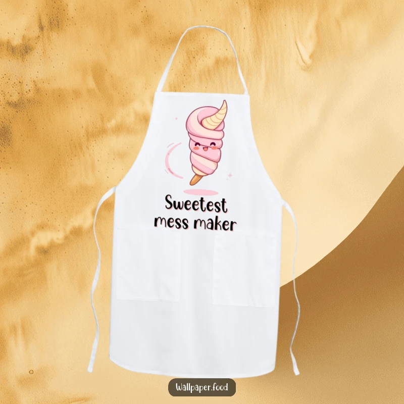Funny apron showcasing a twirling churro character leaving a sugar trail, perfect for adding humor and sweetness to cooking sessions.
