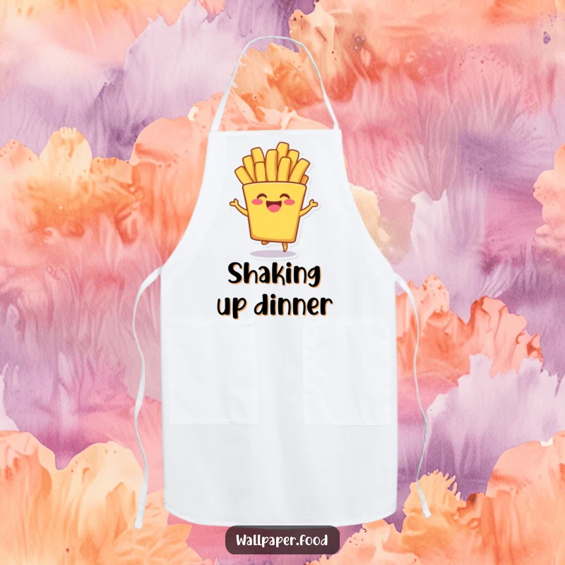 Funny Apron: A giggling french fry character doing a silly shimmy, perfect for chefs who cook with humor and a playful spirit.