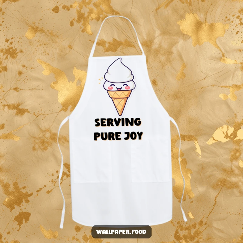 Funny Ice Cream Cone Apron: Happy character radiating pure delight, a humorous and practical kitchen accessory.