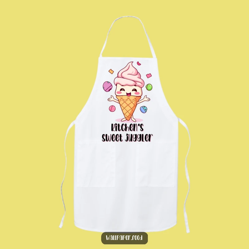 Funny Ice Cream Cone Juggling Apron, Cook Up Smiles with Sweet Humor
