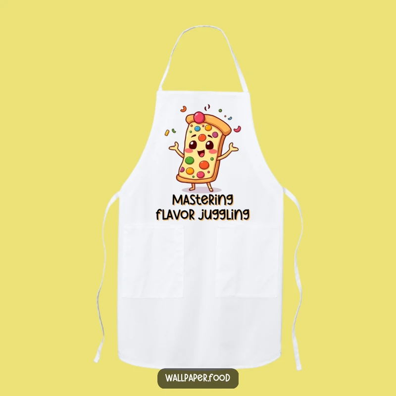 Funny Pizza Slice Apron: Cook with Fun, Juggling Toppings Character, Ideal Funny Gift