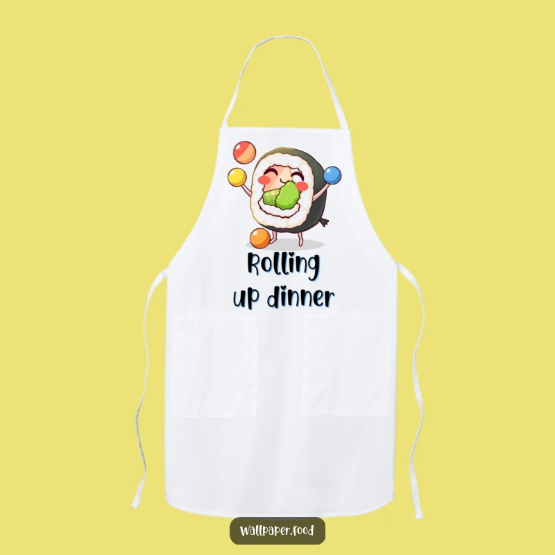 Funny Sushi Juggling Apron: Perform Culinary Feats with This Grinning Character