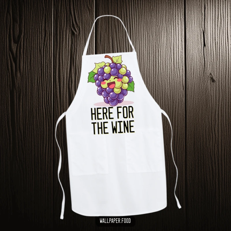 Funny Giggling Grapes Apron for chefs, showing a bunch of grapes laughing hysterically while cooking, perfect for a funny kitchen gift.