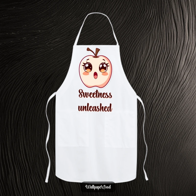 Funny Surprised Candy Apple Apron, a character with wide, excited eyes, ready to bring a sweet surprise to the kitchen.