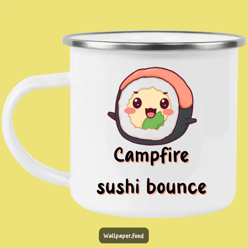 Funny Sushi Bounce Camping Mug - Fuel Your Adventures Cheerfully!