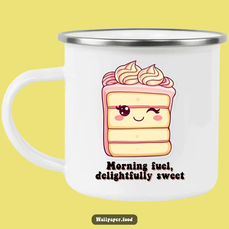 Funny Cake Slice Camping Mug: Enjoy the Outdoors with a Cheerful Frosting Character, Best Funny Gift