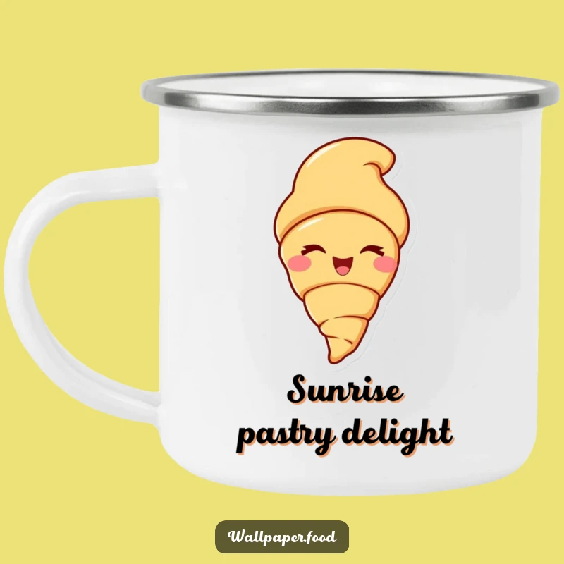 Funny Croissant Wink Camping Mug - Pastry Character for Your Outdoor Brew