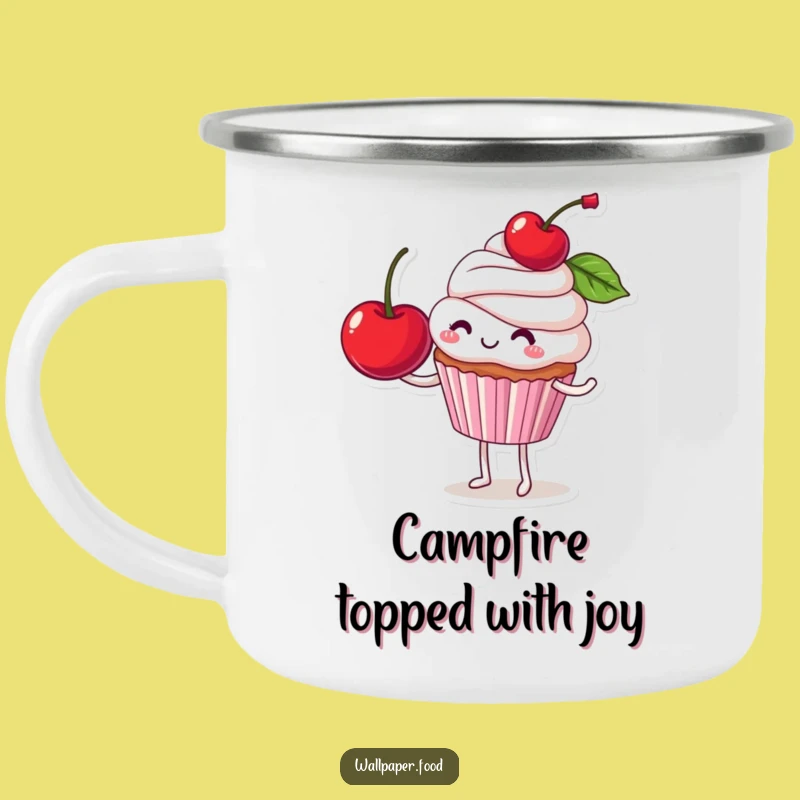 Funny Cupcake Cherry Balance Camping Mug: Adventure with Dessert Humor, Perfect Funny Gift