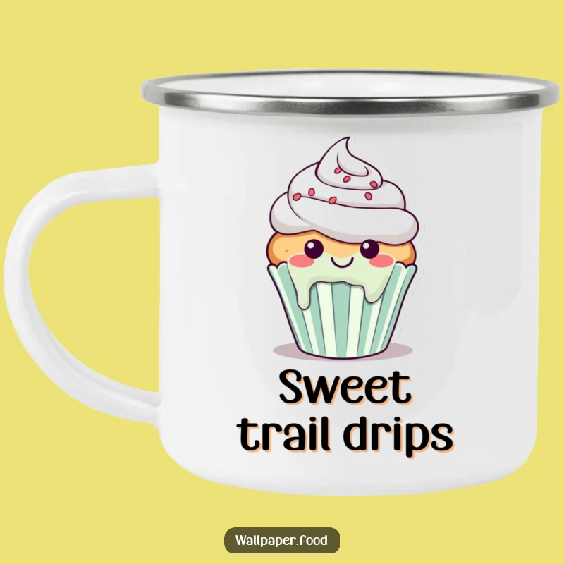 Funny Cupcake Drip Camping Mug: Sweet Adventure Fuel from a Happy Character