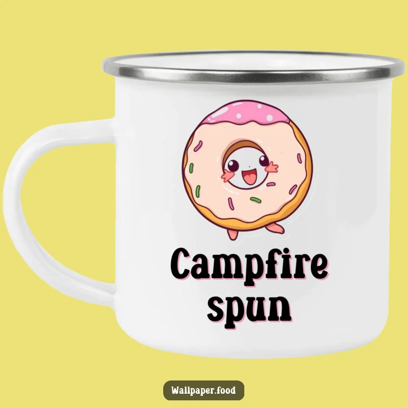 Funny Doughnut Spin Camping Mug, Sweet Outdoor Treat, Joyful Fun