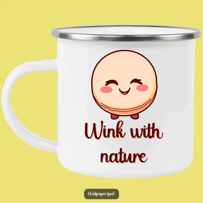 Funny Macaron Wink Camping Mug: Sweet Treats & Hilarious Smiles Outdoors!