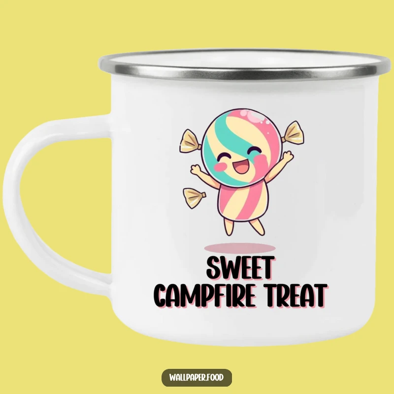 Funny Dancing Candy Wrapper Camping Mug: Your Sweet Adventure Buddy
