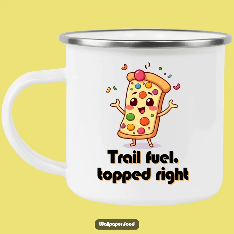 Funny Pizza Slice Camping Mug: Outdoor Fun with Juggling Toppings, Perfect Funny Gift