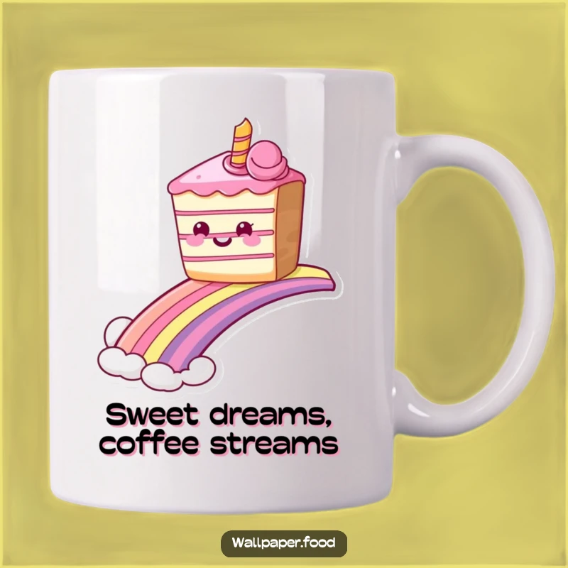 Funny Grinning Cake Rainbow Mug, Sweet Ride Humorous Gift for Dessert Lovers