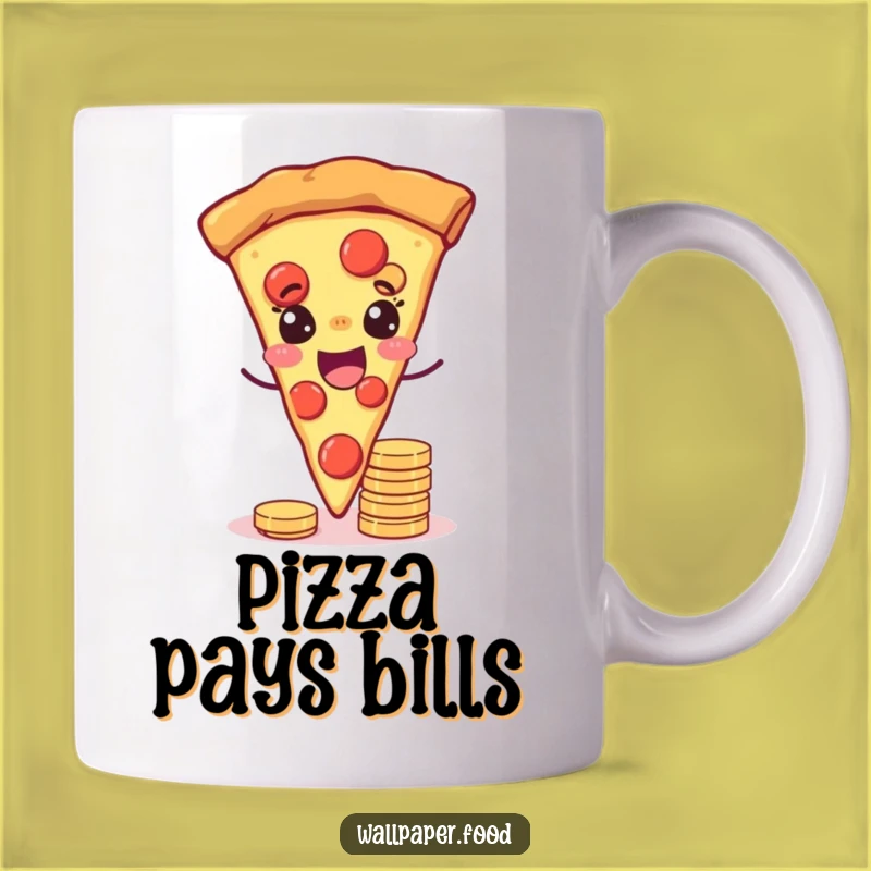Funny Joyful Pizza Winking Mug - Lucky Foodie Gift for Coin Collectors
