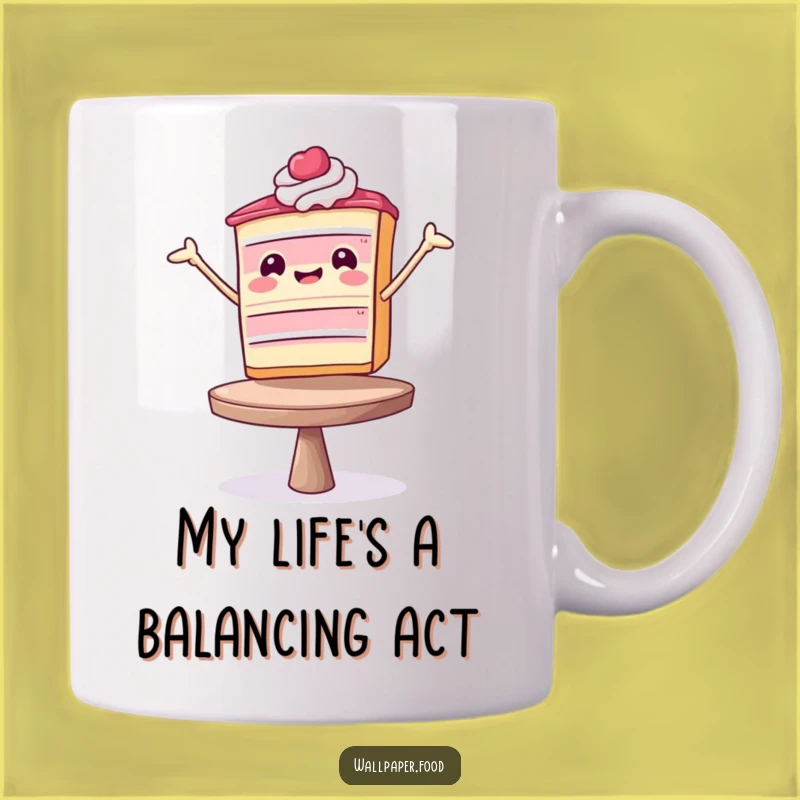Funny Balancing Cake Slice Mug - A Hilarious Dessert Gift for Bakers & Sweet Treat Lovers