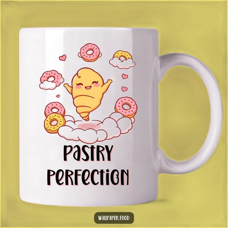 Funny Croissant Twirl Mug - Giggling Pastry Character Donut Cloud Gift!