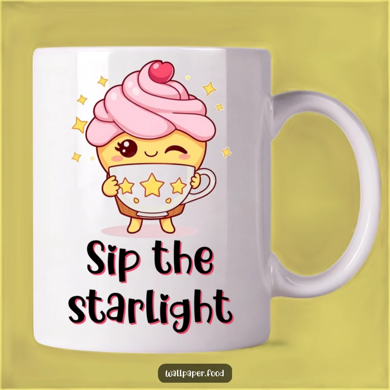 Funny Cupcake Star Tea Mug - Winking Sweet Character Magical Gift!