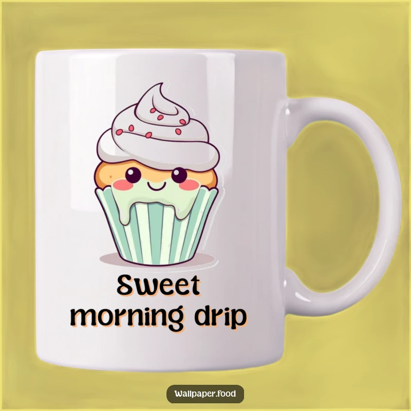 Funny Cupcake Drip Mug: Sweet Humor from a Happy Character