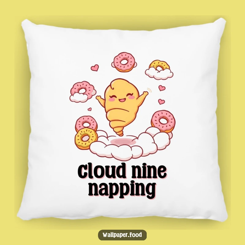 Funny Croissant Comfort Pillow - Giggling Pastry Character Donut Cloud Accent!