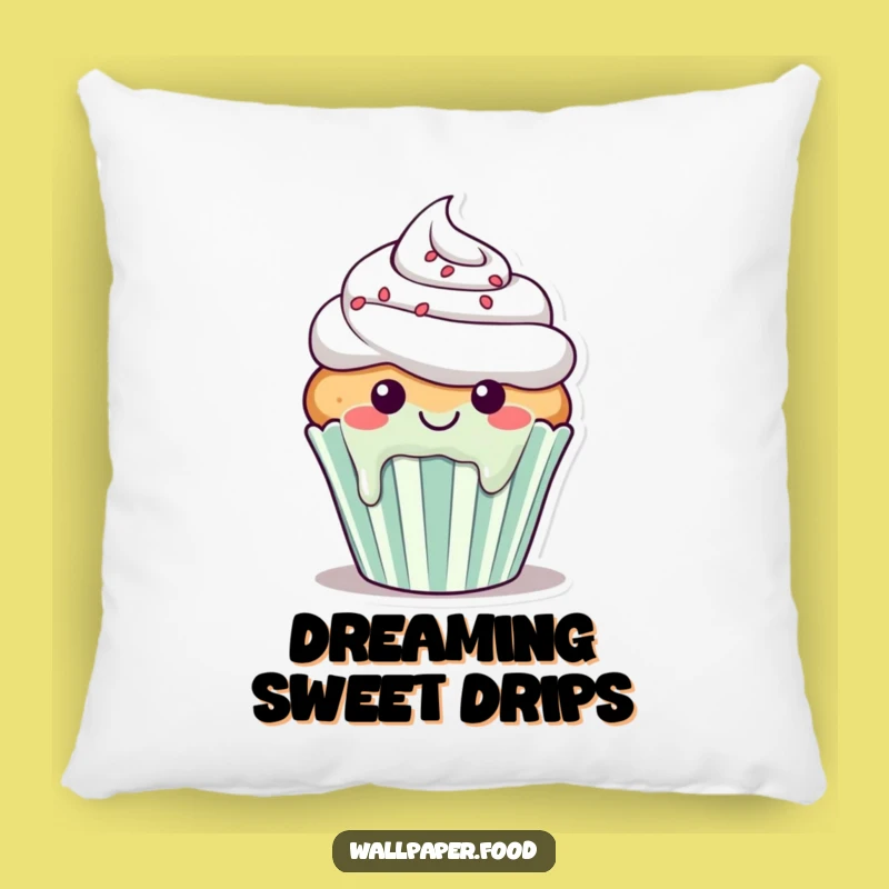 Funny Cupcake Drip Pillow: Cozy Comfort with a Sweet Character