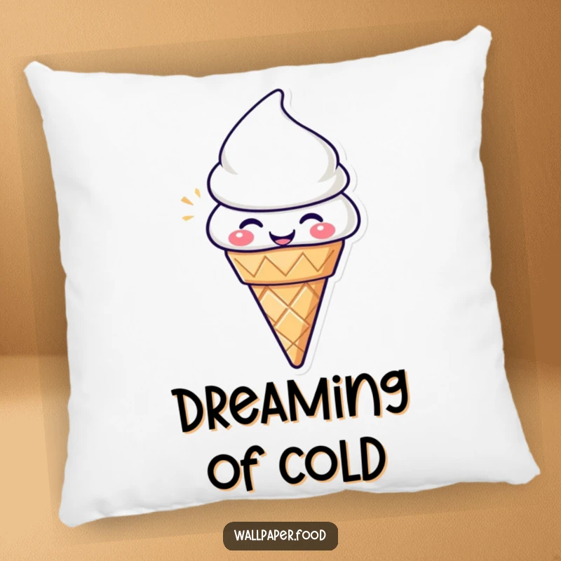 Funny Ice Cream Cone Pillow: Happy character radiating pure delight, a soft and humorous decorative accent.