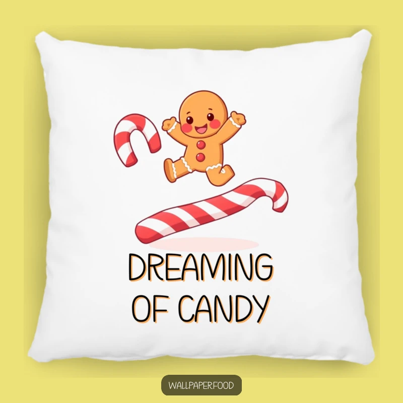 Funny Joyful Gingerbread Man Candy Cane Pillow: Cozy Holiday Comfort
