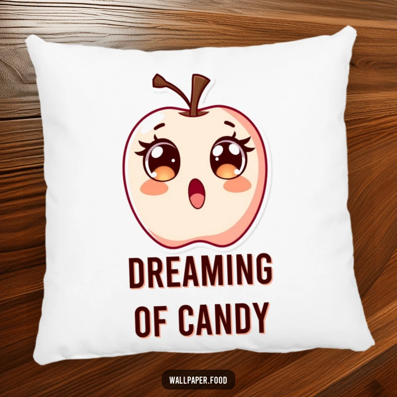 Funny Surprised Candy Apple Pillow, a cute character with wide, excited eyes, offering soft, sweet, and surprising comfort.