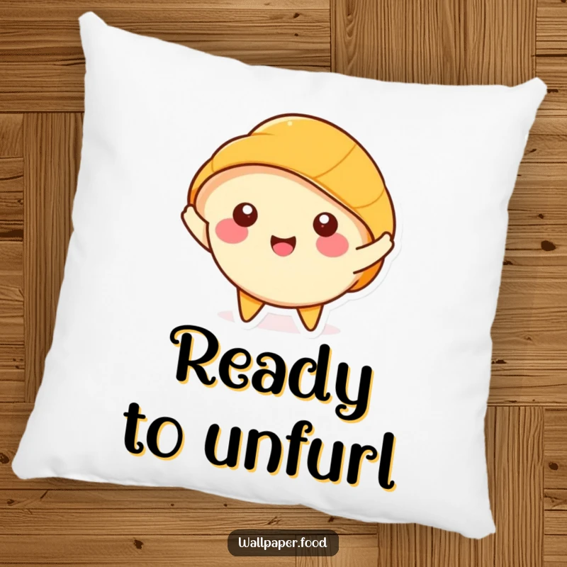 Funny Croissant Pillow: Happy character happily stretching its layers, a soft and humorous decorative accent.