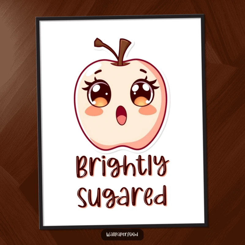 Funny Surprised Candy Apple Digital Art Print, a character with wide, excited eyes, bringing instant sweet surprise and fun.