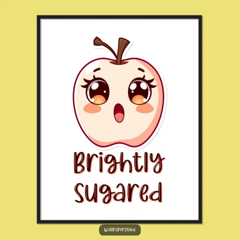 Funny Surprised Candy Apple Digital Art, Instant Excitable Decor for Your Space