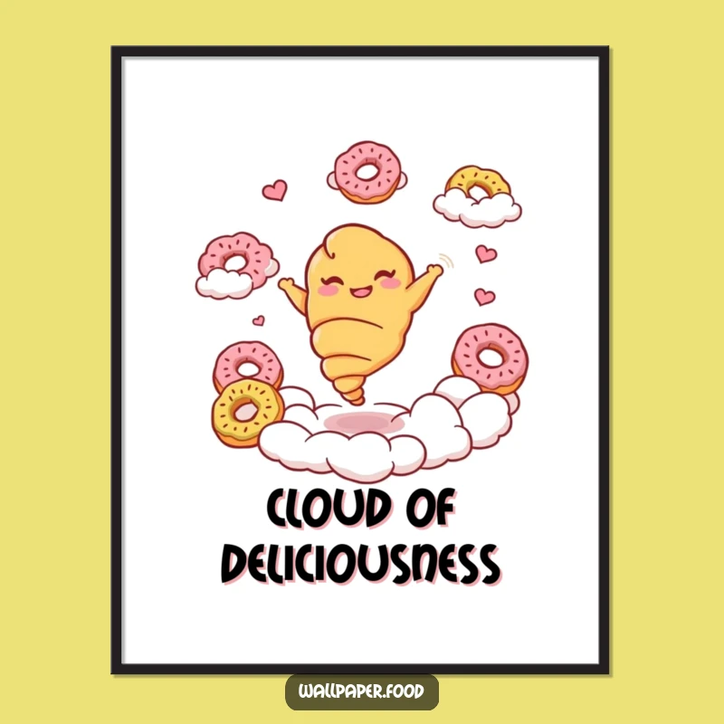 Funny Croissant Dream Wall Art - Giggling Pastry Character Digital Print Gift!