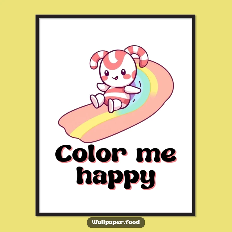 Funny Candy Cane Rainbow Sprinkle Digital Art Print: Instant Joyful Decor Gift