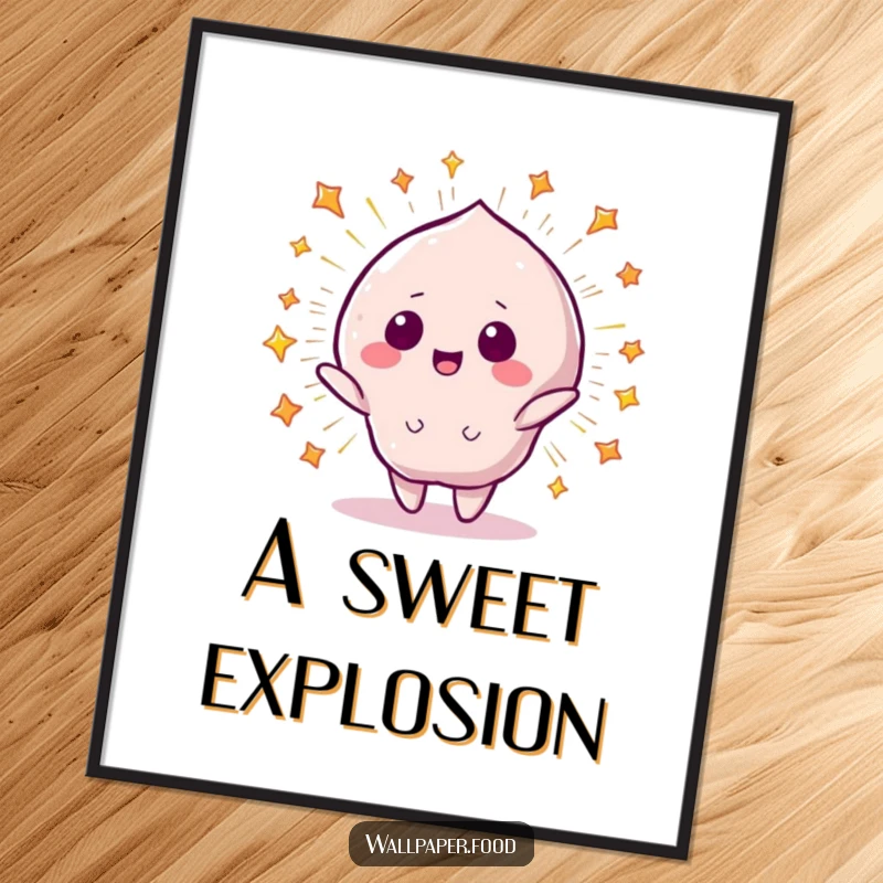 Funny Digital Art Print: A beaming candy character creating a spectacular starry explosion, a vibrant and funny gift.