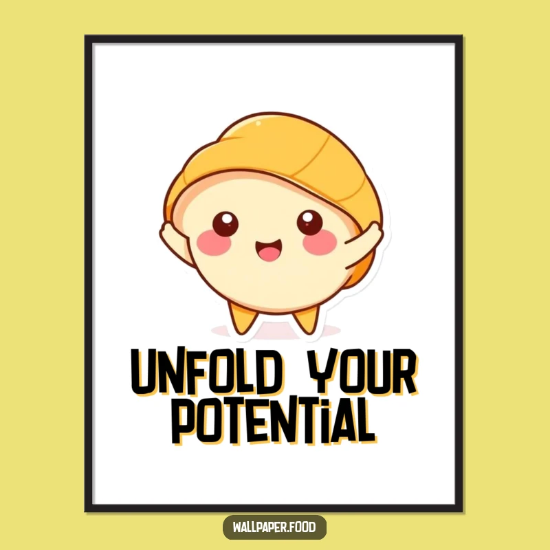 Funny Croissant Stretching Digital Art - Happy Pastry Instant Download