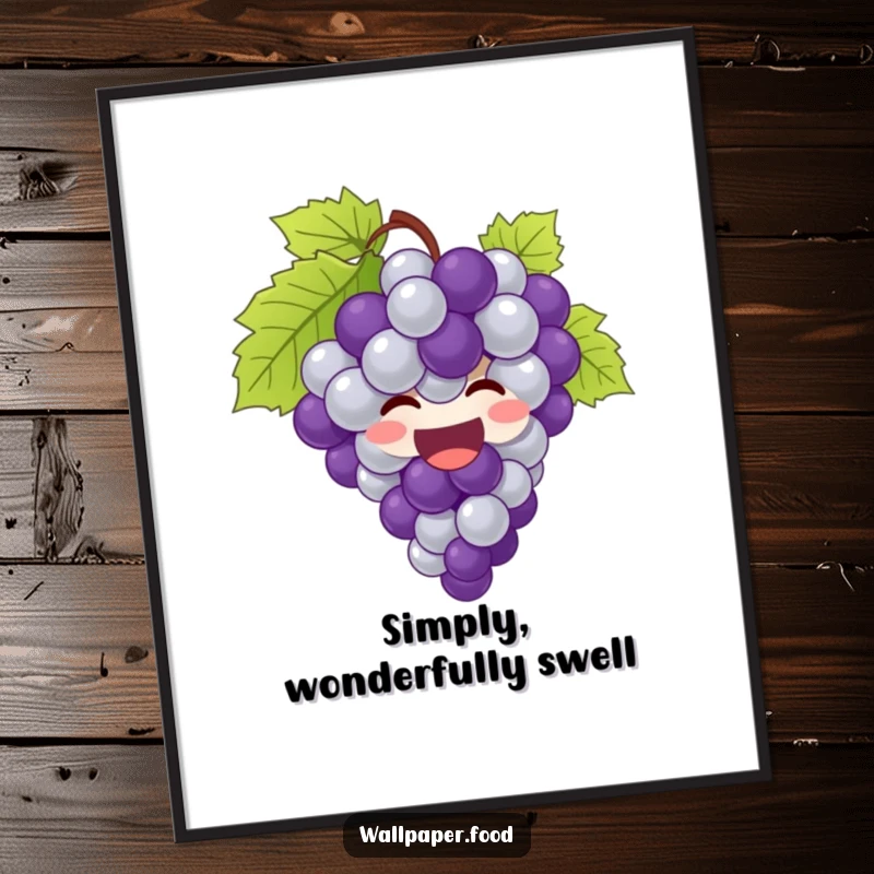 Funny grapes digital art print of a giggling bunch of grapes bursting with joy, for instant wall decor.