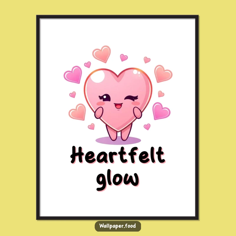 Funny Winking Candy Heart Digital Art Print: Instant Sweet Charm Decor Gift