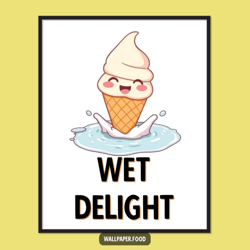 Instant Funny Ice Cream Cone Puddle Splash Digital Art: Print Your Fun