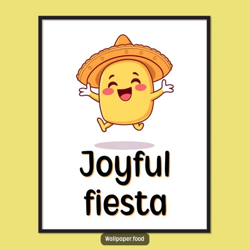 Instant Funny Taco Sombrero Leap Digital Art: Print Your Fiesta