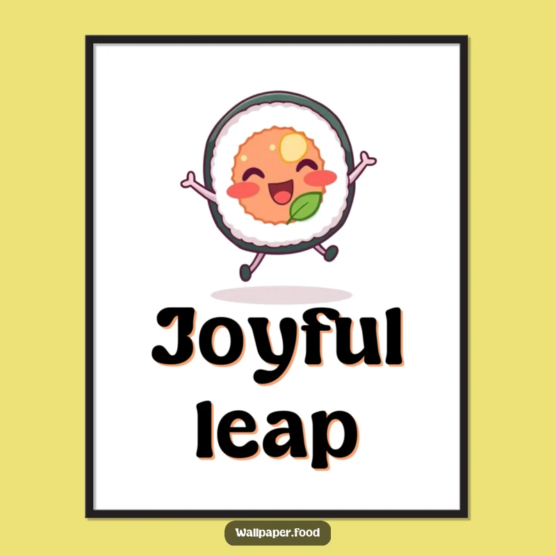 Funny Bouncing Sushi Digital Art - Instant Joyful Leap Decor Gift