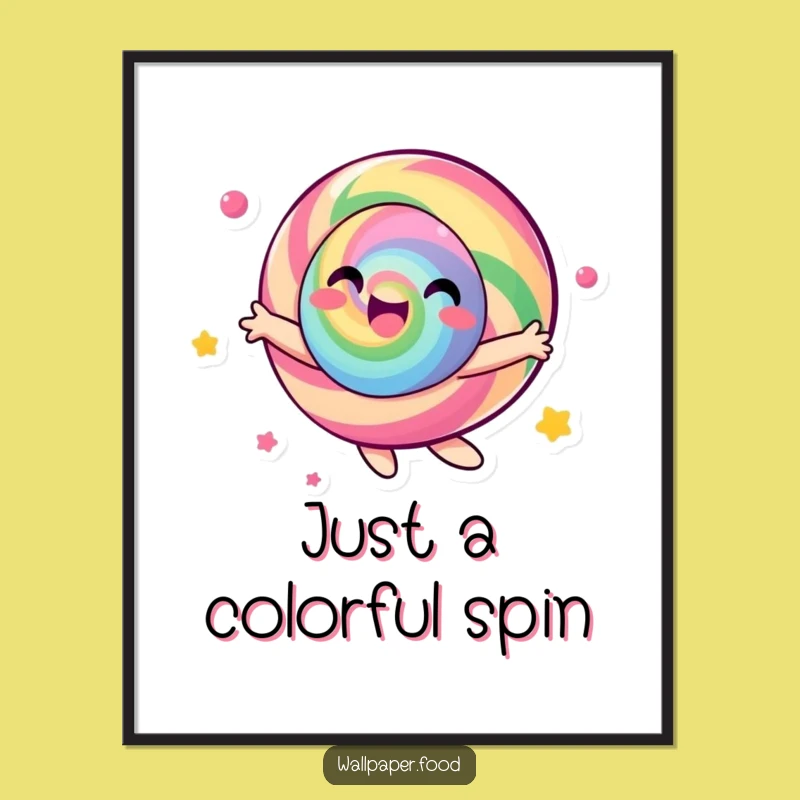 Funny Candy Character Digital Art - Vibrant Spinning Joy, Instant Colorful Decor Gift