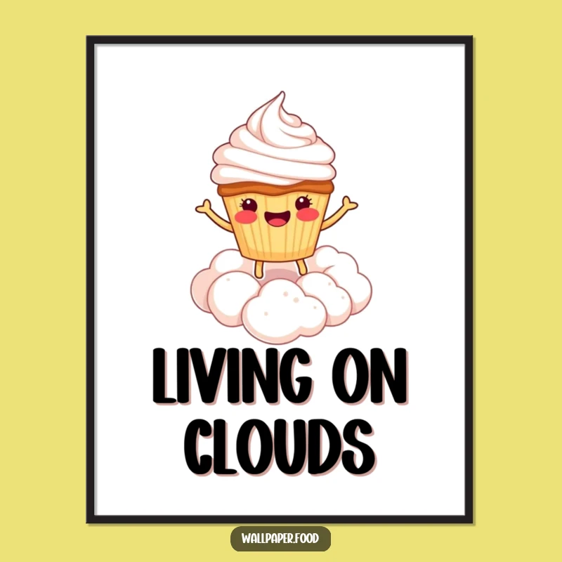 Funny Cupcake Cloud Digital Art - Joyful Treat Character for Instant Smiles