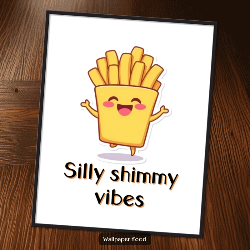 Funny Digital Art Print: A french fry character grooving in a funny shimmy, perfect for bringing instant dance energy and humor to any room.