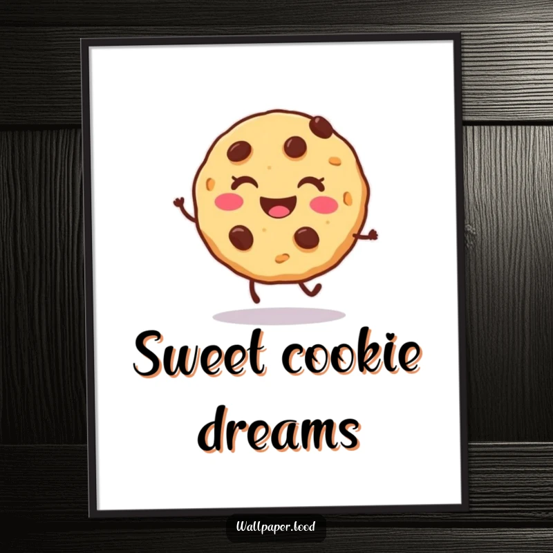 Funny cookie digital art print of a character doing a joyful hop, bringing instant sweet charm.
