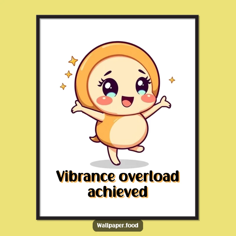 Funny Caramel Swirl Dancing Digital Art: Cheerful Character Sparkle Downloadable Print, Unique Funny Gift