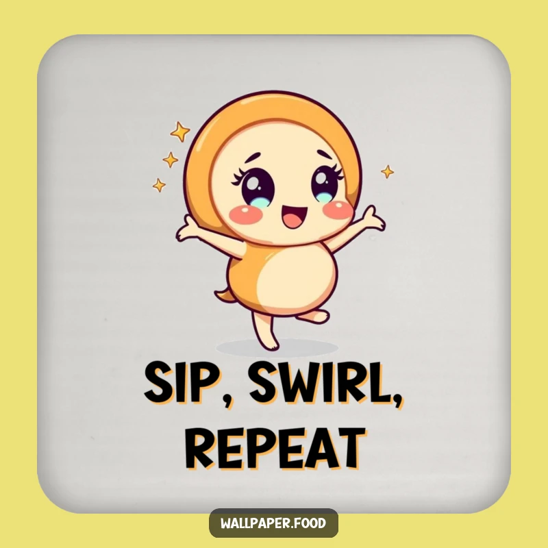 Funny Caramel Swirl Dancing Coaster: Cheerful Character Sparkle Drink Protector, Fun Funny Gift