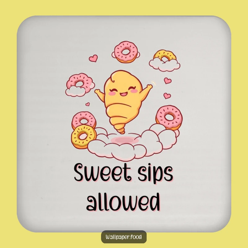 Funny Croissant Cloud Coaster Set - Giggling Pastry Drink Protection Gift!