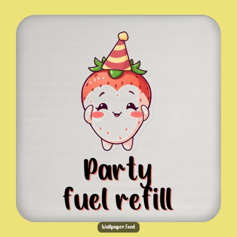 Funny Curious Strawberry Party Hat Coaster, Add Festive Fun to Your Table