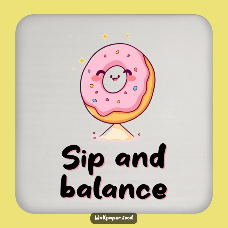 Funny Donut Sprinkle Balance Drink Coaster: Add a sweet touch to your surfaces.