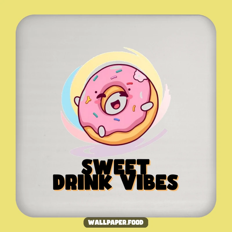 Funny Donut Swirl Coaster Set - Happy Character Drink Protection Gift!